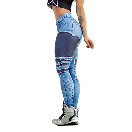 New Fashion Women’s Jeans Print Leggings, Sporting Leggings 3D Elastic Pants 2