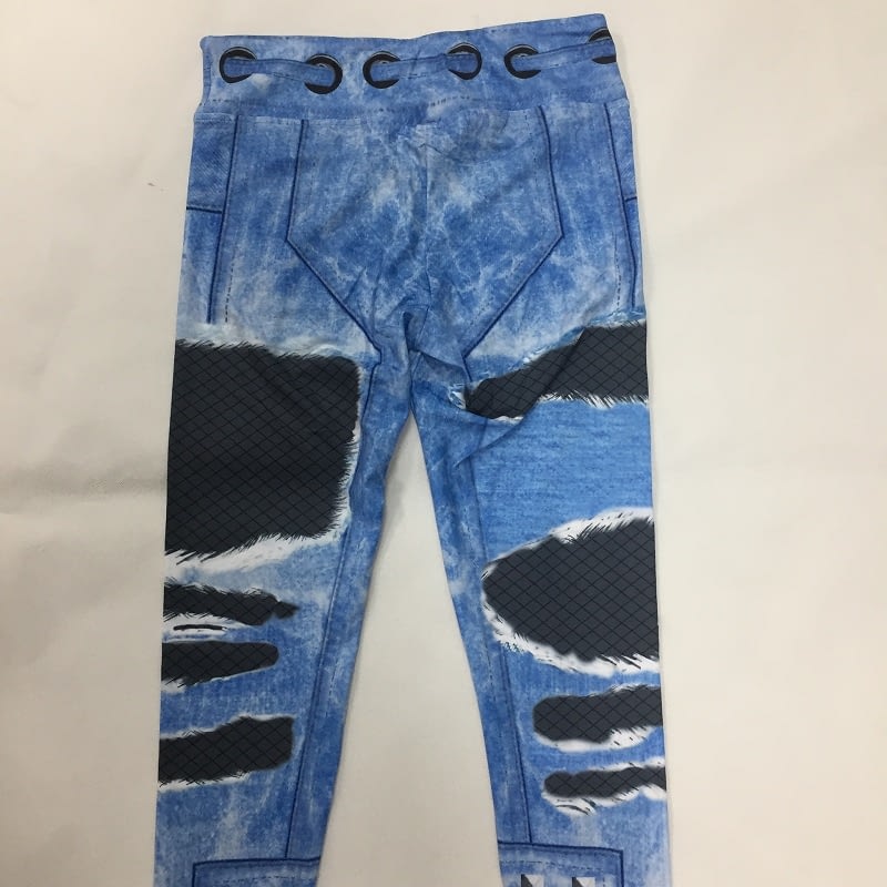 New Fashion Women's Jeans Print Leggings, Sporting Leggings 3D Elastic Pants 7